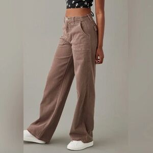 American Eagle Women’s Super High Rise Baggy Wide Leg Brown
